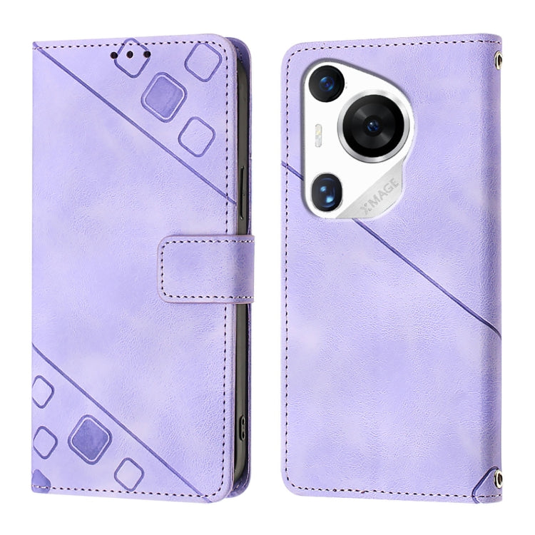 For Huawei Pura 70 Pro Skin Feel Embossed Leather Phone Case(Light Purple) - Huawei Cases by PMC Jewellery | Online Shopping South Africa | PMC Jewellery | Buy Now Pay Later Mobicred