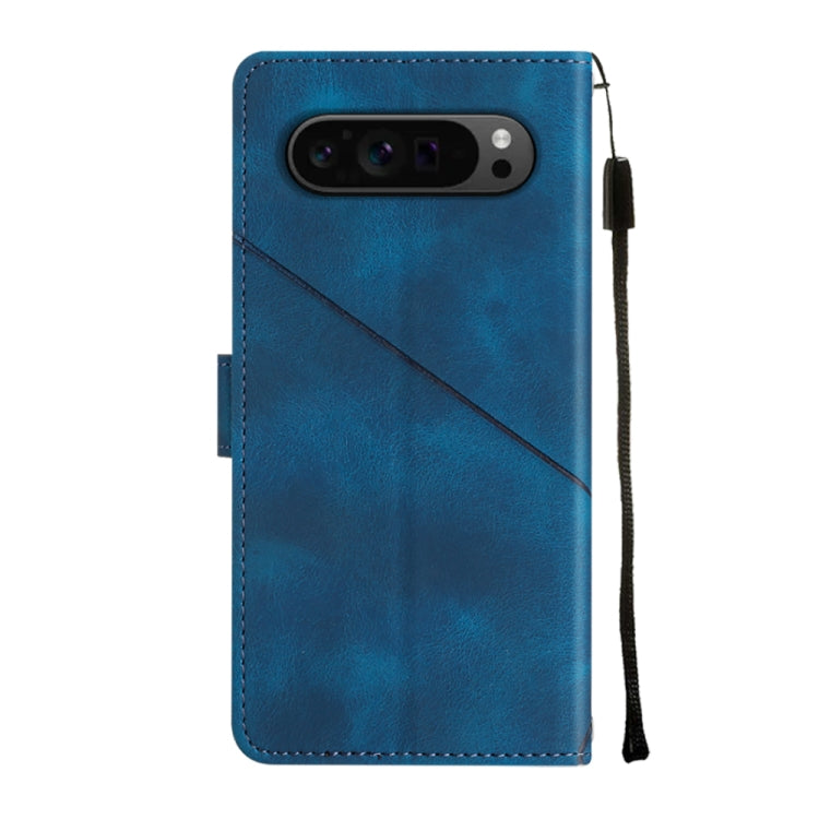 For Google Pixel 9 Pro XL Skin-feel Embossed Leather Phone Case(Blue) - Google Cases by PMC TechLife | Online Shopping South Africa | PMC TechLife | Buy Now Pay Later Mobicred
