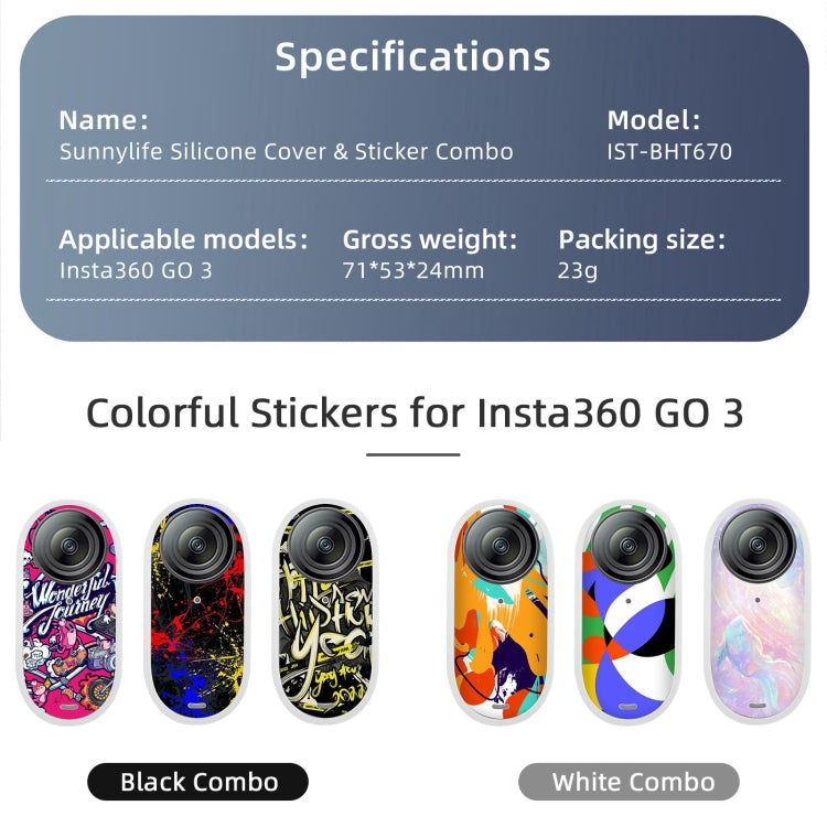 For Insta360 GO 3 Sunnylife Cooling Silicone Case Stickers Skin Wrap Lens Cover with Neck Strap(Black) - free shipping - PMC TechLife - Order now!