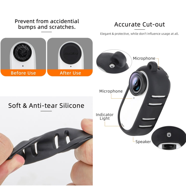 For Insta360 GO 3 Sunnylife Cooling Silicone Case Stickers Skin Wrap Lens Cover with Neck Strap(Black) - free shipping - PMC TechLife - Order now!