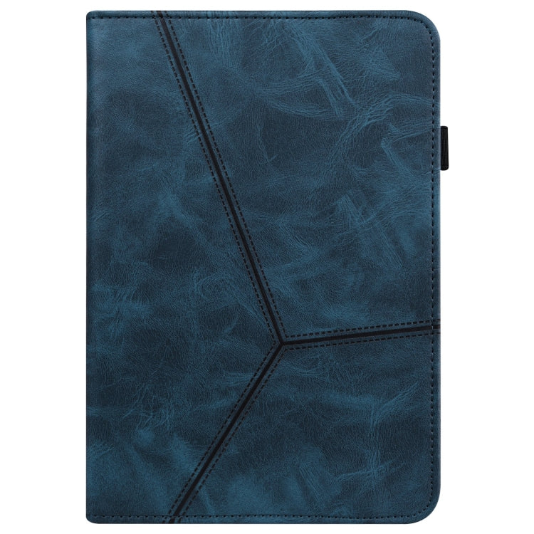 For Lenovo Xiaoxin Pad Pro 12.7 Solid Color Stripe Embossed Leather Tablet Case(Blue) - Lenovo by PMC TechLife | Online Shopping South Africa | PMC TechLife | Buy Now Pay Later Mobicred