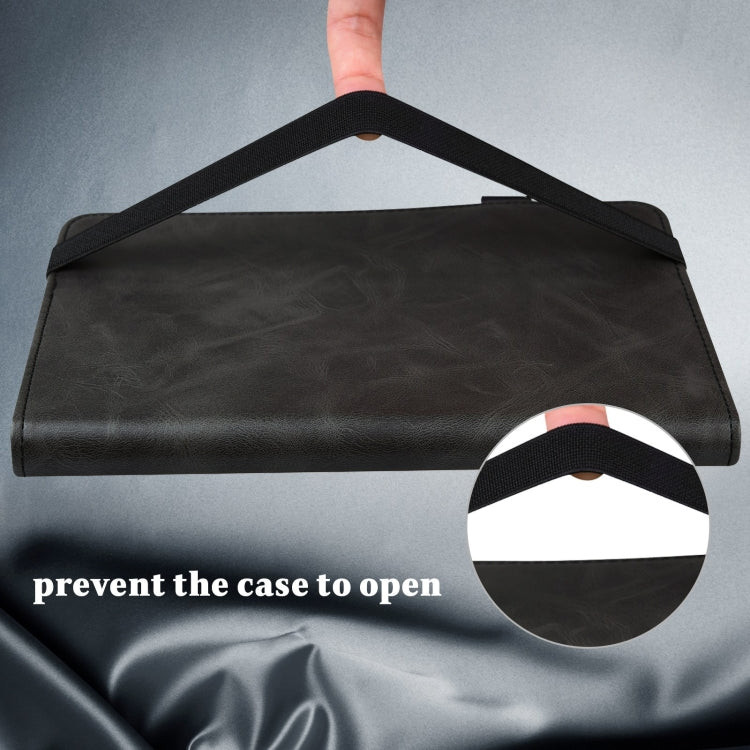 For Lenovo Xiaoxin Pad Pro 12.7 Solid Color Stripe Embossed Leather Tablet Case(Black) - Lenovo by PMC TechLife | Online Shopping South Africa | PMC TechLife | Buy Now Pay Later Mobicred