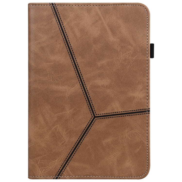 For Lenovo Tab M11 / Xiaoxin Pad 11 2024 Solid Color Stripe Embossed Leather Tablet Case(Brown) - free shipping - PMC Jewellery - Order now!