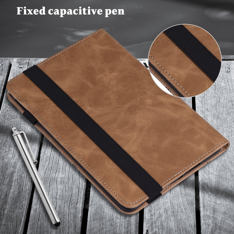 For Lenovo Tab M11 / Xiaoxin Pad 11 2024 Solid Color Stripe Embossed Leather Tablet Case(Brown) - free shipping - PMC Jewellery - Order now!