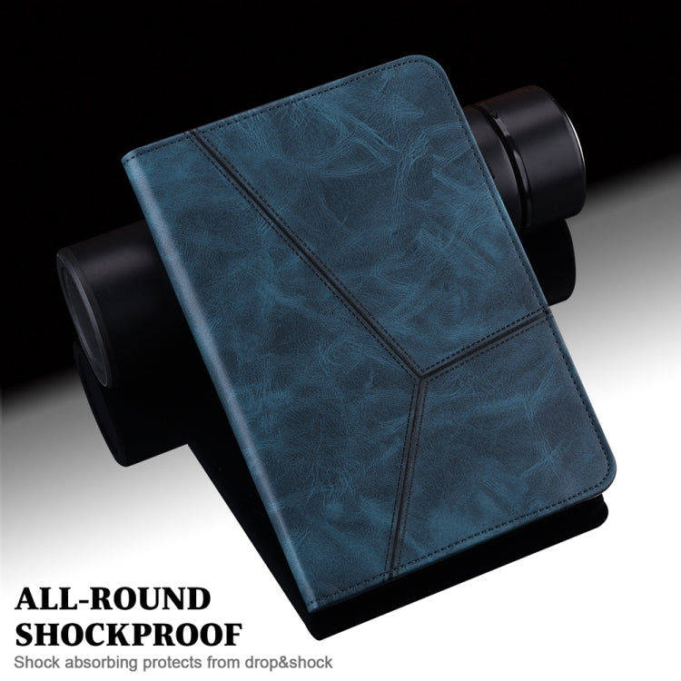 For Samsung Galaxy Tab S7/S8/S9/S9 FE Solid Color Stripe Embossed Leather Tablet Case(Blue) - Galaxy Tab S9 FE by PMC TechLife | Online Shopping South Africa | PMC TechLife