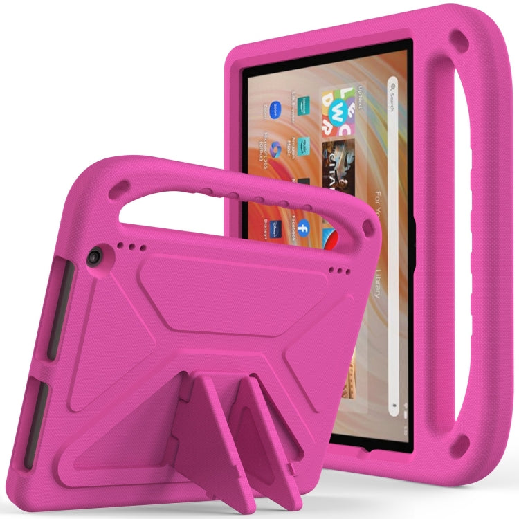 For Amazon Kindle Fire HD 10 2023 Handle EVA Shockproof Tablet Case with Holder(Rose Red) - Amazon by PMC TechLife | Online Shopping South Africa | PMC TechLife | Buy Now Pay Later Mobicred