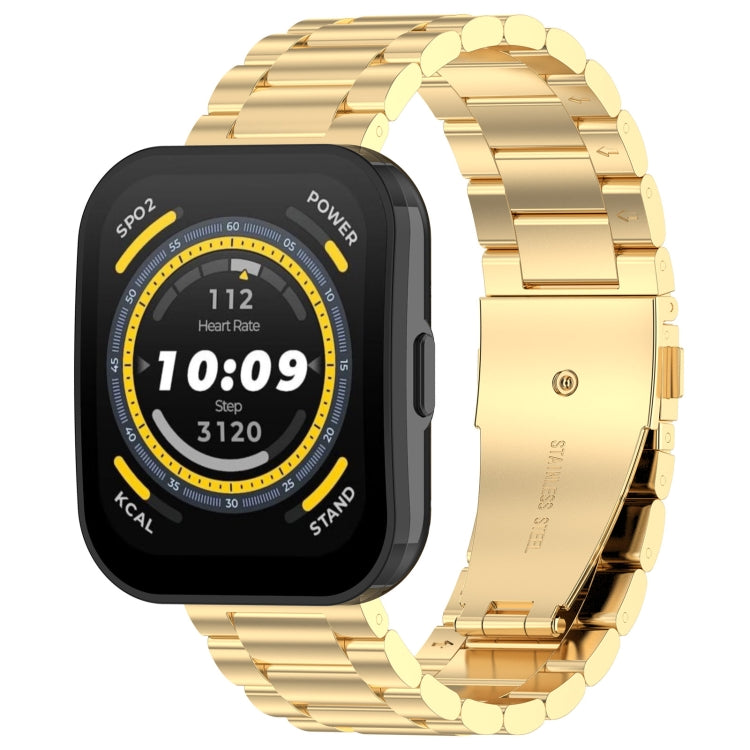 For Amazfit Bip 5 Three Strains Stainless Steel Watch Band(Gold) - free shipping - PMC TechLife - Order now!