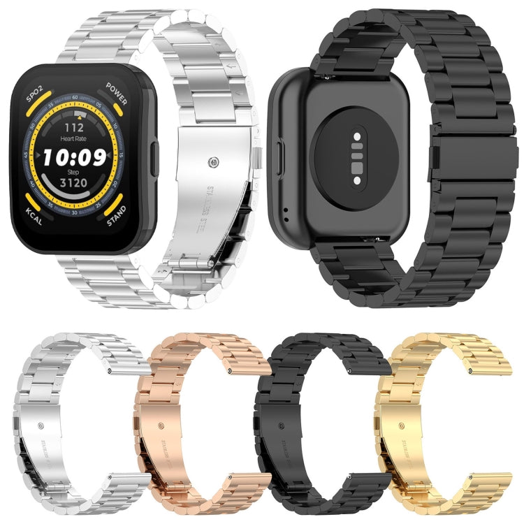 For Amazfit Bip 5 Three Strains Stainless Steel Watch Band(Gold) - free shipping - PMC TechLife - Order now!