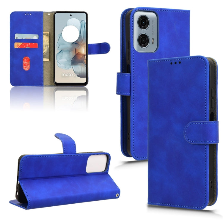 For Motorola Moto G Power 5G 2024 Skin Feel Magnetic Flip Leather Phone Case(Blue) - Motorola Cases by PMC Jewellery | Online Shopping South Africa | PMC Jewellery | Buy Now Pay Later Mobicred