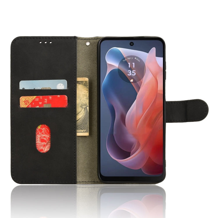 For Motorola Moto G Paly 4G 2024 Skin Feel Magnetic Flip Leather Phone Case(Black) - free shipping - PMC Jewellery - Order now!