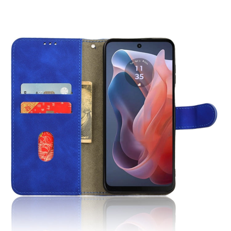 For Motorola Moto G Paly 4G 2024 Skin Feel Magnetic Flip Leather Phone Case(Blue) - Motorola Cases by PMC Jewellery | Online Shopping South Africa | PMC Jewellery | Buy Now Pay Later Mobicred