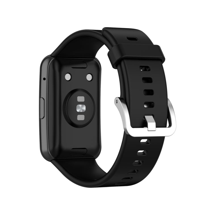 For Huawei Watch Fit Special Edition Silicone Silver Steel Buckle Watch Band(Black) - Watch Bands by PMC TechLife | Online Shopping South Africa | PMC TechLife