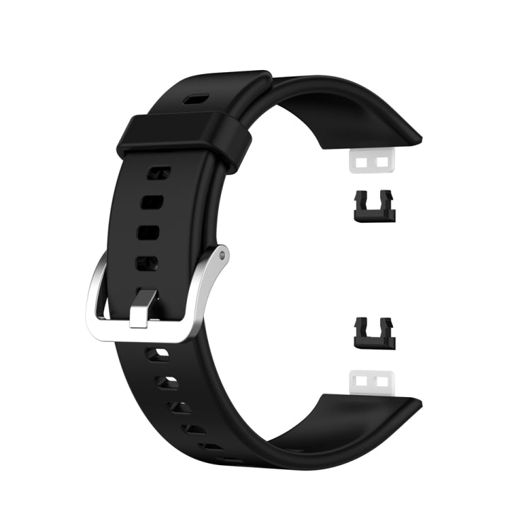 For Huawei Watch Fit Special Edition Silicone Silver Steel Buckle Watch Band(Black) - Watch Bands by PMC TechLife | Online Shopping South Africa | PMC TechLife