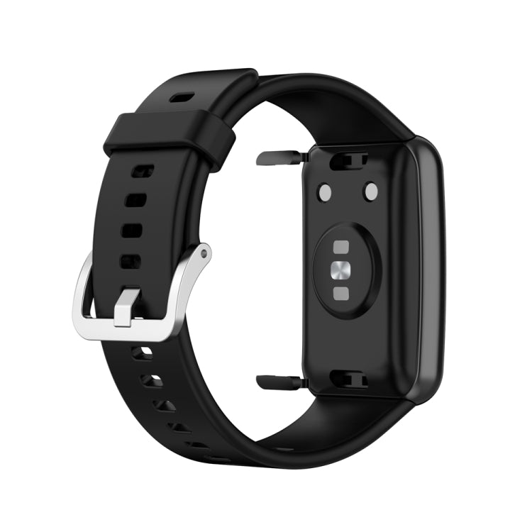 For Huawei Watch Fit Special Edition Silicone Silver Steel Buckle Watch Band(Black) - Watch Bands by PMC TechLife | Online Shopping South Africa | PMC TechLife