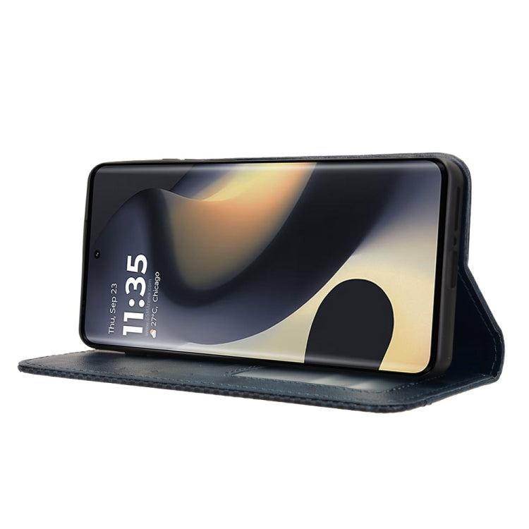 For Motorola Edge 2024 5G Magnetic Buckle Retro Texture Leather Phone Case(Blue) - Motorola Cases by PMC Jewellery | Online Shopping South Africa | PMC Jewellery | Buy Now Pay Later Mobicred