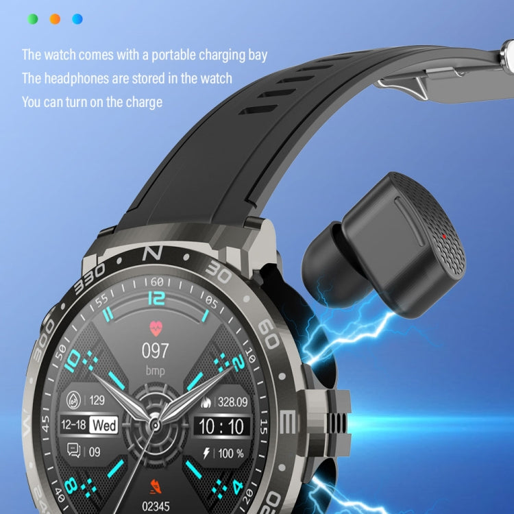 M68 Plus 1.52 inch Round Screen 2 in 1 Bluetooth Earphone Smart Watch, 512MB Memory Support Health Monitoring(Black) - Smart Watches by PMC TechLife | Online Shopping South Africa | PMC TechLife