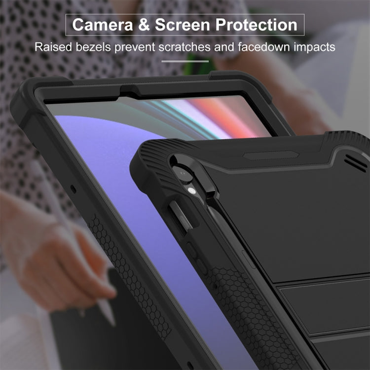 For Samsung Galaxy Tab S9 Shockproof Silicone Hybrid PC Tablet Case with Holder(Black) - Galaxy Tab S9 Cases by PMC TechLife | Online Shopping South Africa | PMC TechLife