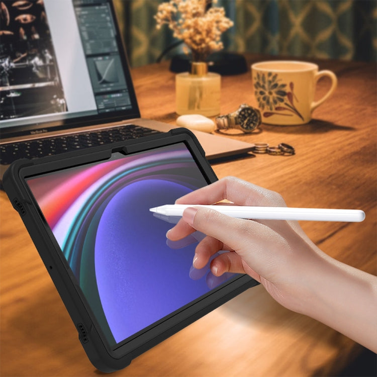 For Samsung Galaxy Tab S9 Shockproof Silicone Hybrid PC Tablet Case with Holder(Black) - Galaxy Tab S9 Cases by PMC TechLife | Online Shopping South Africa | PMC TechLife