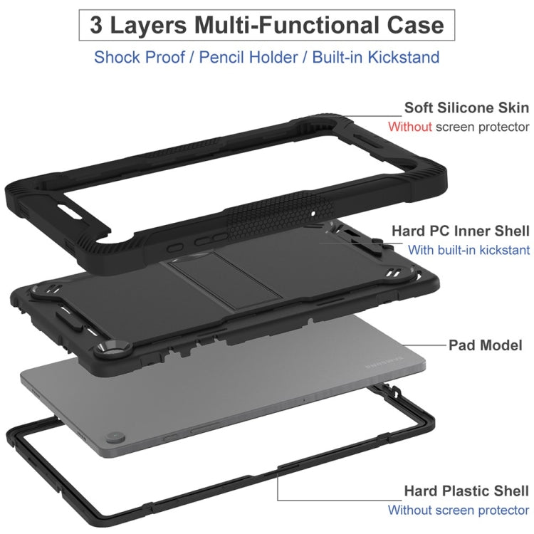 For Samsung Galaxy Tab A9 Shockproof Silicone Hybrid PC Tablet Case with Holder(Black) - Galaxy Tab A9 by PMC TechLife | Online Shopping South Africa | PMC TechLife