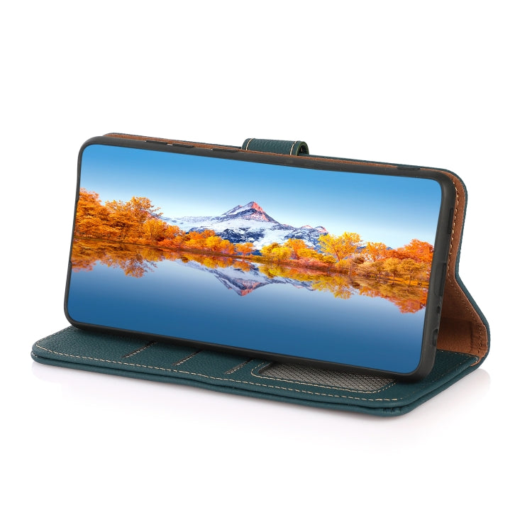 For Sony Xperia 5 V KHAZNEH Custer Genuine Leather RFID Phone Case(Green) - Sony Cases by PMC TechLife | Online Shopping South Africa | PMC TechLife | Buy Now Pay Later Mobicred