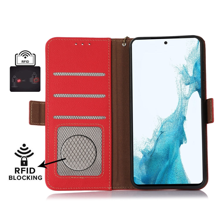 For Sony Xperia 10 VI Side-Magnetic TJ Genuine Leather RFID Phone Case(Red) - Sony Cases by PMC TechLife | Online Shopping South Africa | PMC TechLife | Buy Now Pay Later Mobicred