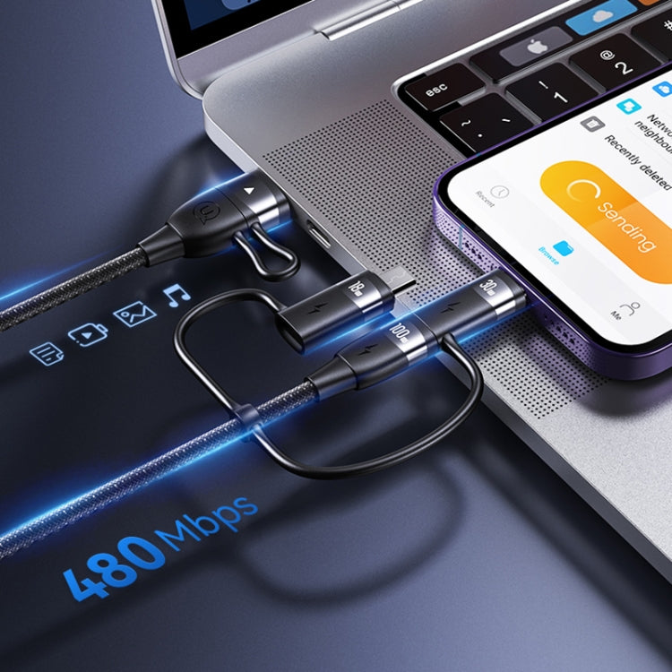 USAMS US-SJ645 U85 1.2m PD100W 6 in 1 Alloy Multifunctional Fast Charging Cable(Purple) - Multifunction Cable by USAMS | Online Shopping South Africa | PMC Jewellery | Buy Now Pay Later Mobicred