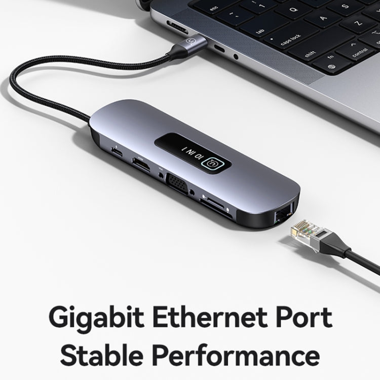 USAMS US-SJ643 PD100W 8 in 1 Aluminum Alloy Multifunctional Type-C HUB with Light(Metal Grey) - free shipping - PMC Jewellery - Order now!