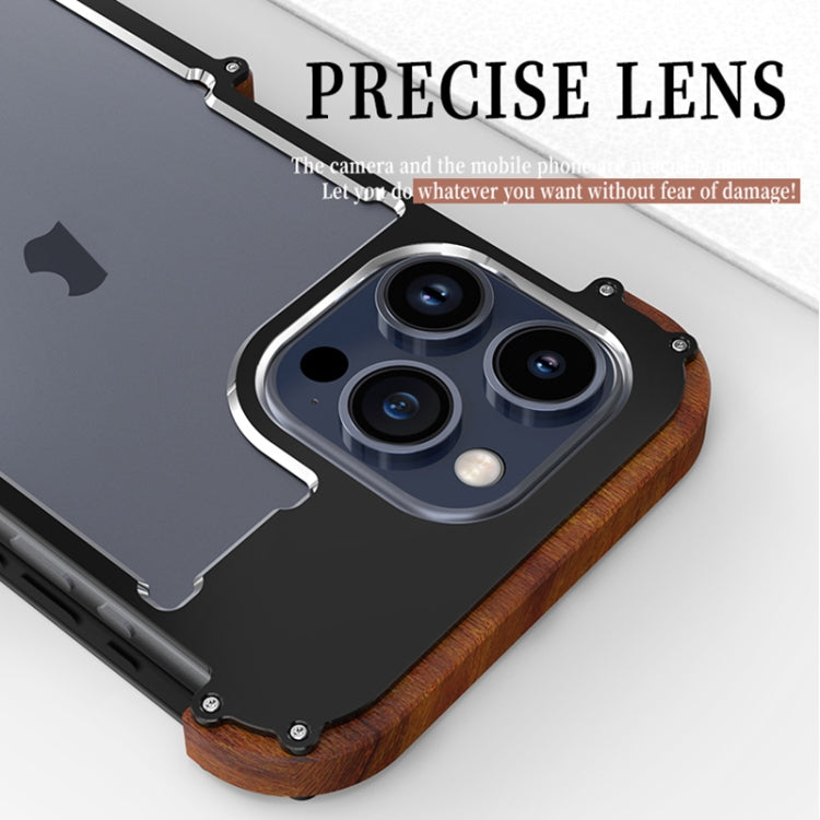 For iPhone 16 R-JUST Ironwood Generation Metal Hybrid Wood Phone Case - free shipping - PMC Jewellery - Order now!