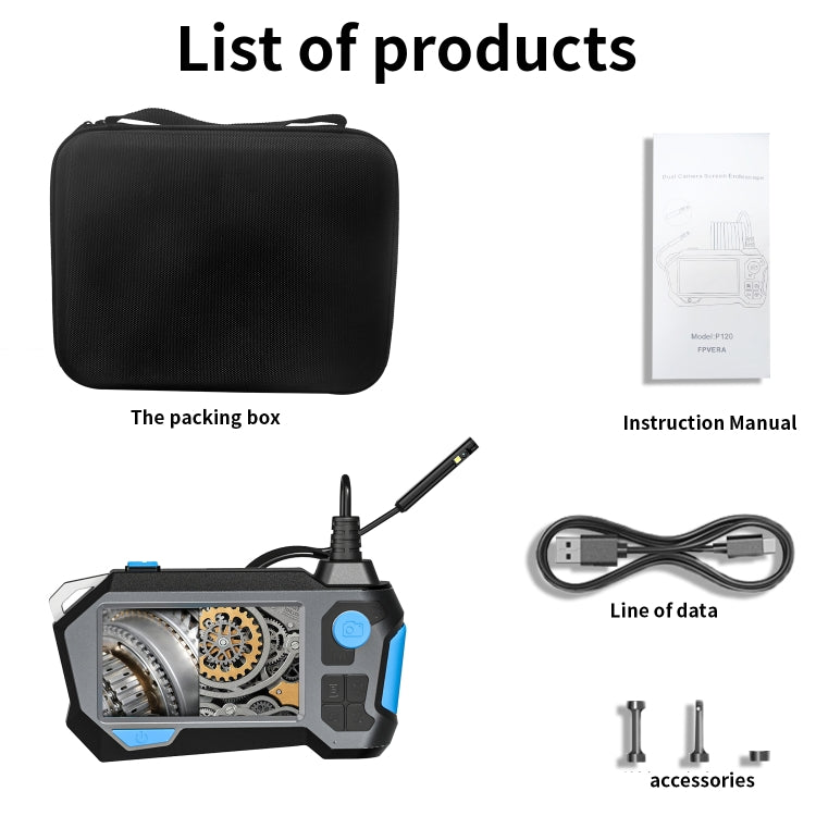 P120 Rotatable 8mm Dual Lenses Industrial Endoscope with Screen, 9mm Tail Pipe Diameter, Spec:10m Tube -  by PMC TechLife | Online Shopping South Africa | PMC TechLife | Buy Now Pay Later Mobicred