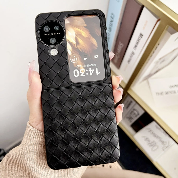 For OPPO Find N3 Flip Woven Texture Shockproof Phone Case(Black) - Find N3 Flip Cases by PMC TechLife | Online Shopping South Africa | PMC TechLife | Buy Now Pay Later Mobicred