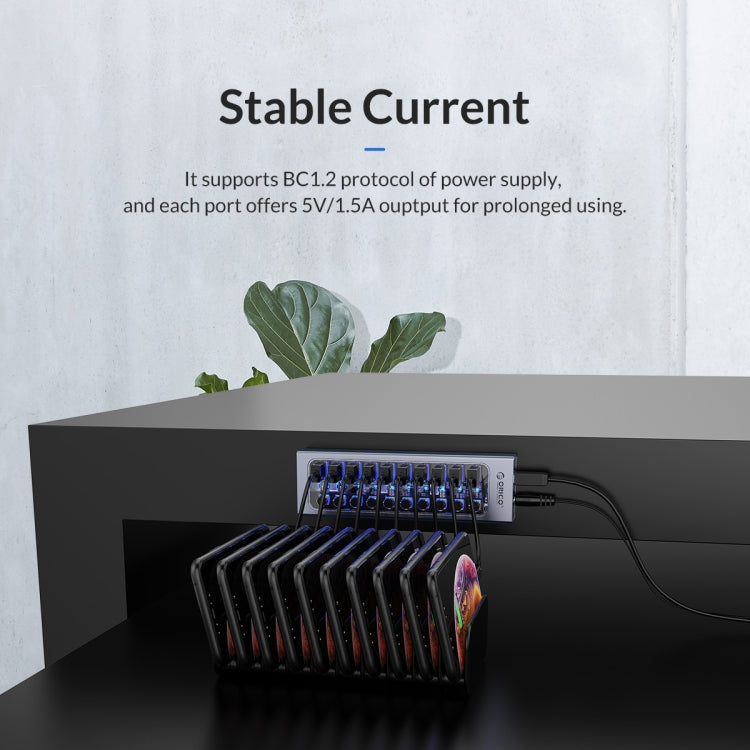 ORICO AT2U3-16AB-GY-BP 16 Ports USB 3.0 HUB with Individual Switches & Blue LED Indicator(AU Plug) - free shipping - PMC Jewellery - Order now!