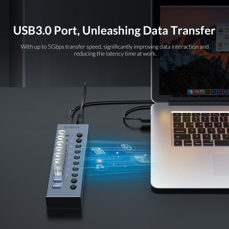 ORICO BT2U3-10AB-GY-BP 10 Ports USB 3.0 HUB with Individual Switches(EU Plug) - free shipping - PMC Jewellery - Order now!