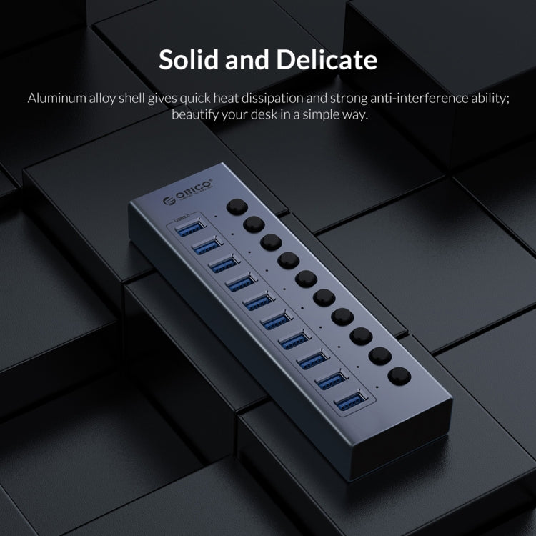 ORICO BT2U3-7AB-GY-BP 7 Ports USB 3.0 HUB with Individual Switches(US Plug) - free shipping - PMC Jewellery - Order now!