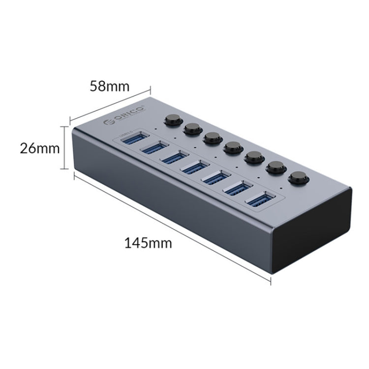 ORICO BT2U3-7AB-GY-BP 7 Ports USB 3.0 HUB with Individual Switches(UK Plug) - free shipping - PMC Jewellery - Order now!