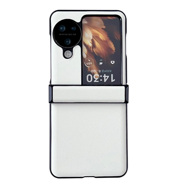 For OPPO Find N3 Flip Three-piece Set Morandi Solid Color Leather Texture Phone Case(White) - OPPO Cases by PMC TechLife | Online Shopping South Africa | PMC TechLife | Buy Now Pay Later Mobicred