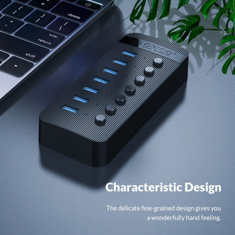 ORICO CT2U3-13AB Plastic Stripes 13 Ports USB 3.0 HUB with Individual Switches, Plug:UK Plug(Black) - free shipping - PMC Jewellery - Order now!