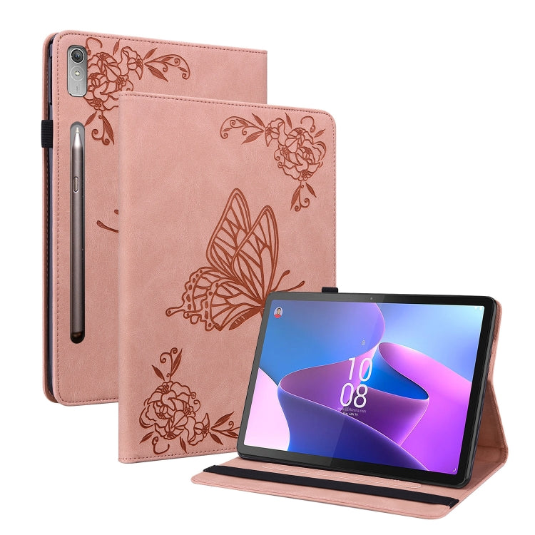 For Lenovo Tab P12 Butterfly Flower Embossed Leather Tablet Case(Rose Gold) - Lenovo by PMC TechLife | Online Shopping South Africa | PMC TechLife | Buy Now Pay Later Mobicred