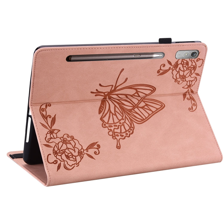 For Lenovo Tab P12 Butterfly Flower Embossed Leather Tablet Case(Rose Gold) - Lenovo by PMC TechLife | Online Shopping South Africa | PMC TechLife | Buy Now Pay Later Mobicred