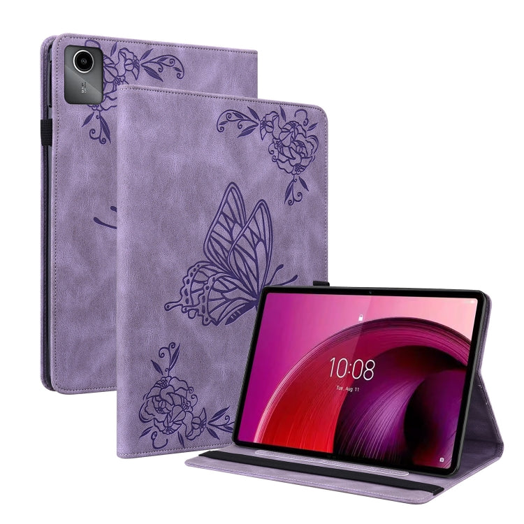 For Lenovo Tab M11/Xiaoxin Pad 11 2024 Butterfly Flower Embossed Leather Tablet Case(Purple) - Lenovo by PMC Jewellery | Online Shopping South Africa | PMC Jewellery | Buy Now Pay Later Mobicred