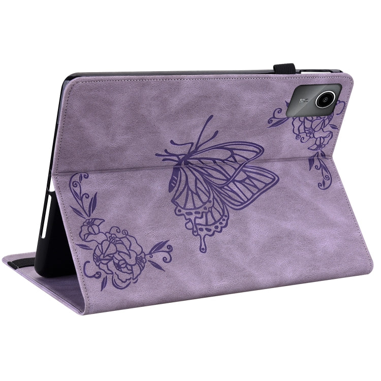 For Lenovo Tab M11/Xiaoxin Pad 11 2024 Butterfly Flower Embossed Leather Tablet Case(Purple) - Lenovo by PMC Jewellery | Online Shopping South Africa | PMC Jewellery | Buy Now Pay Later Mobicred