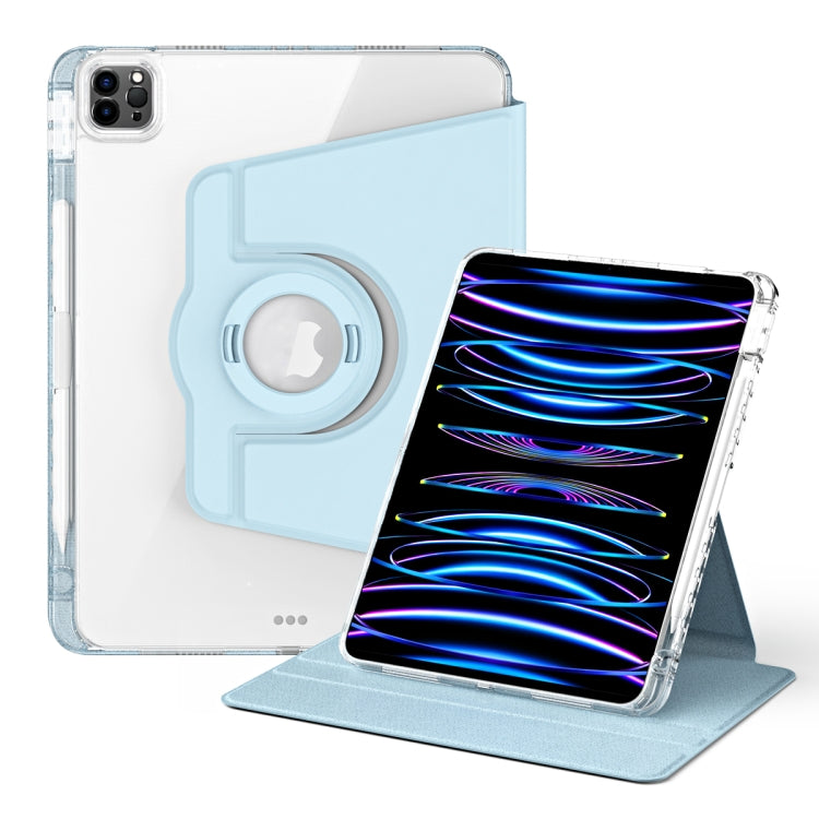 For iPad Air 13 2024 / Pro 12.9 2022 360 Rotation Detachable Clear Acrylic Leather Tablet Case(Ice Blue) - iPad Pro 12.9 (2022/2021) Cases by PMC TechLife | Online Shopping South Africa | PMC TechLife | Buy Now Pay Later Mobicred