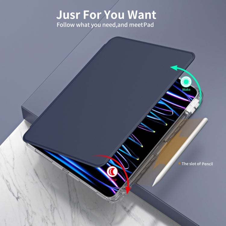 For iPad Air 13 2024 / Pro 12.9 2022 360 Rotation Detachable Clear Acrylic Leather Tablet Case(Dark Blue) - iPad Pro 12.9 (2022/2021) Cases by PMC TechLife | Online Shopping South Africa | PMC TechLife | Buy Now Pay Later Mobicred