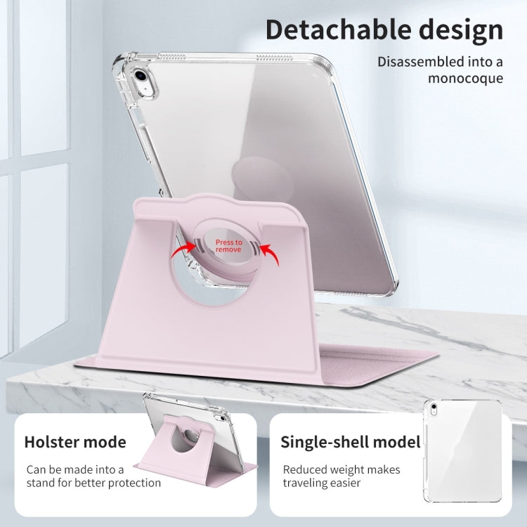 For iPad Air 11 2024 360 Rotation Detachable Clear Acrylic Leather Tablet Case(Pink) - iPad Air 11 2024 Cases by PMC TechLife | Online Shopping South Africa | PMC TechLife | Buy Now Pay Later Mobicred