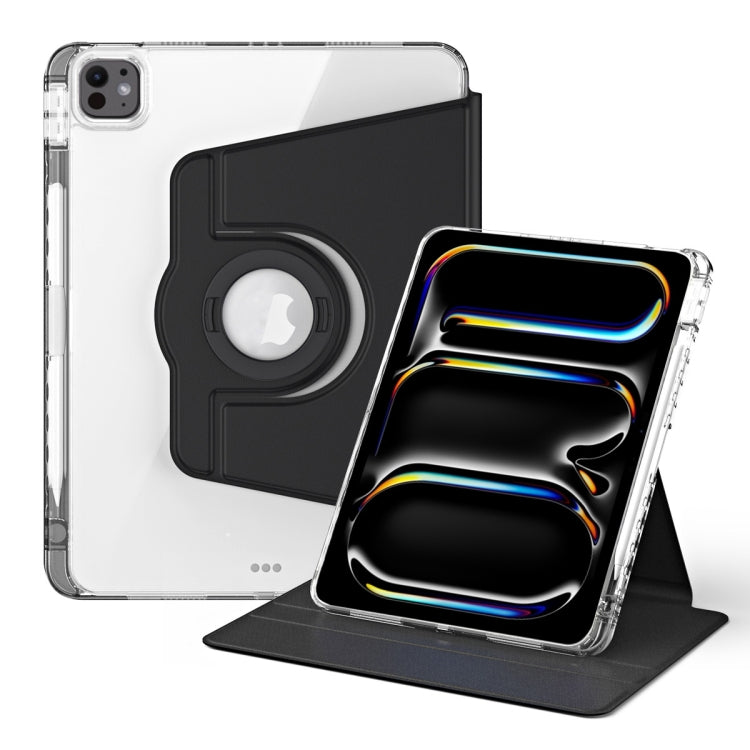 For iPad Pro 11 2024 360 Rotation Detachable Clear Acrylic Leather Tablet Case(Black) - iPad Pro 11 2024 Cases by PMC TechLife | Online Shopping South Africa | PMC TechLife | Buy Now Pay Later Mobicred