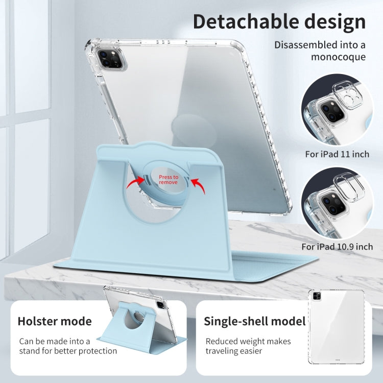 For iPad Pro 13 2024 360 Rotation Detachable Clear Acrylic Leather Tablet Case(Ice Blue) - iPad Pro 13 2024 Cases by PMC TechLife | Online Shopping South Africa | PMC TechLife | Buy Now Pay Later Mobicred