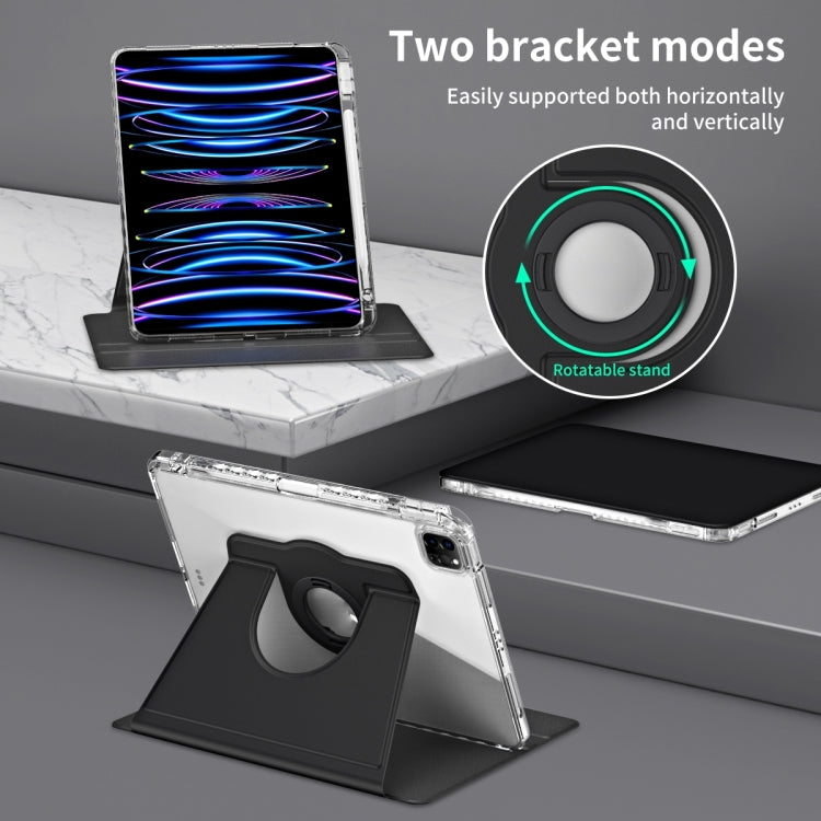 For iPad Pro 13 2024 360 Rotation Detachable Clear Acrylic Leather Tablet Case(Black) - iPad Pro 13 2024 Cases by PMC TechLife | Online Shopping South Africa | PMC TechLife | Buy Now Pay Later Mobicred