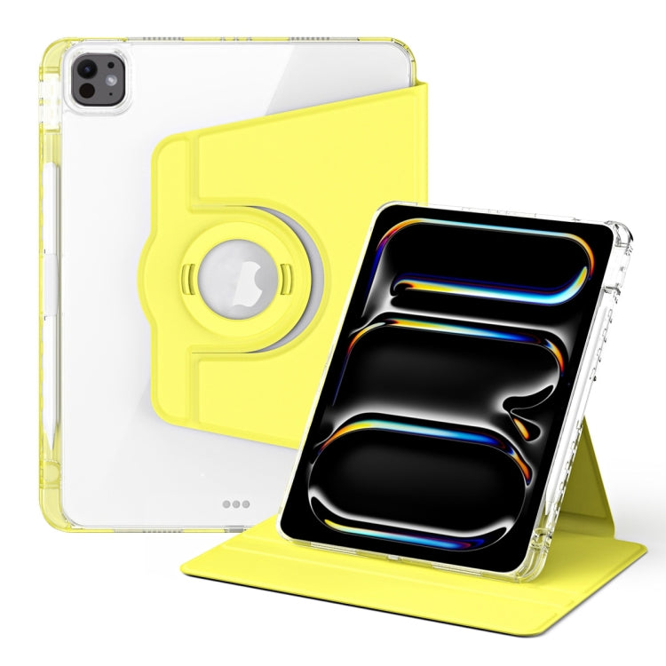 For iPad Pro 13 2024 360 Rotation Detachable Clear Acrylic Leather Tablet Case(Yellow) - iPad Pro 13 2024 Cases by PMC TechLife | Online Shopping South Africa | PMC TechLife | Buy Now Pay Later Mobicred