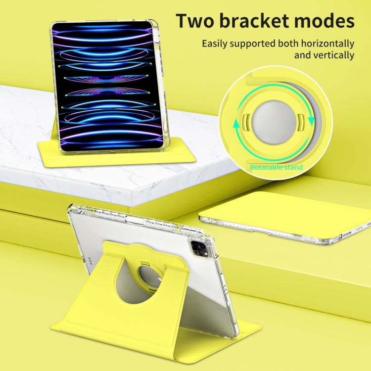 For iPad Pro 13 2024 360 Rotation Detachable Clear Acrylic Leather Tablet Case(Yellow) - iPad Pro 13 2024 Cases by PMC TechLife | Online Shopping South Africa | PMC TechLife | Buy Now Pay Later Mobicred