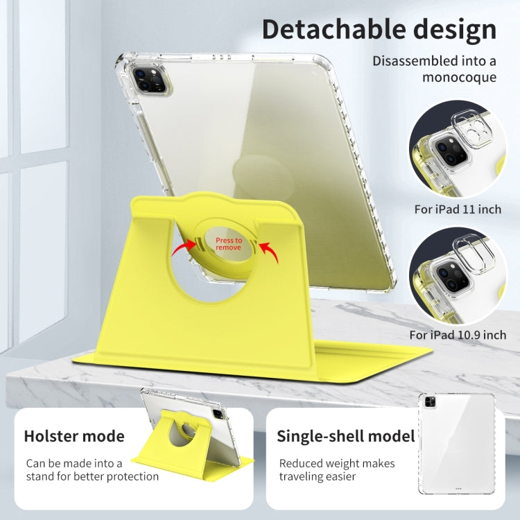 For iPad Pro 13 2024 360 Rotation Detachable Clear Acrylic Leather Tablet Case(Yellow) - iPad Pro 13 2024 Cases by PMC TechLife | Online Shopping South Africa | PMC TechLife | Buy Now Pay Later Mobicred