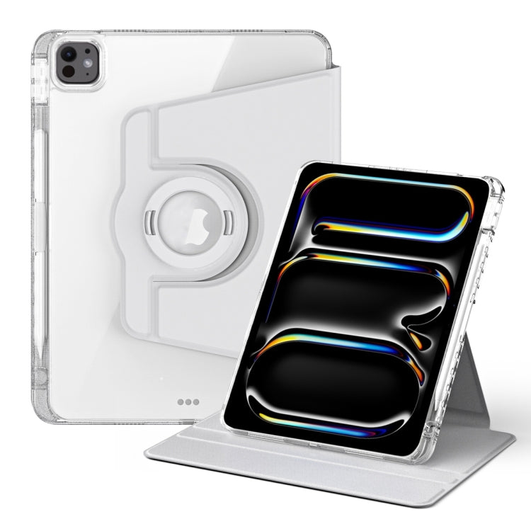 For iPad Pro 13 2024 360 Rotation Detachable Clear Acrylic Leather Tablet Case(Grey) - iPad Pro 13 2024 Cases by PMC TechLife | Online Shopping South Africa | PMC TechLife | Buy Now Pay Later Mobicred